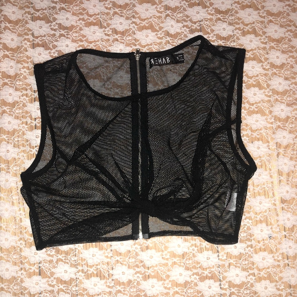 Black mesh cropped top